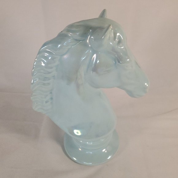 Iridescent Blue Horse Head Bust Sculpture Statue Art Home Decor Chess Bedroom - Picture 4 of 16